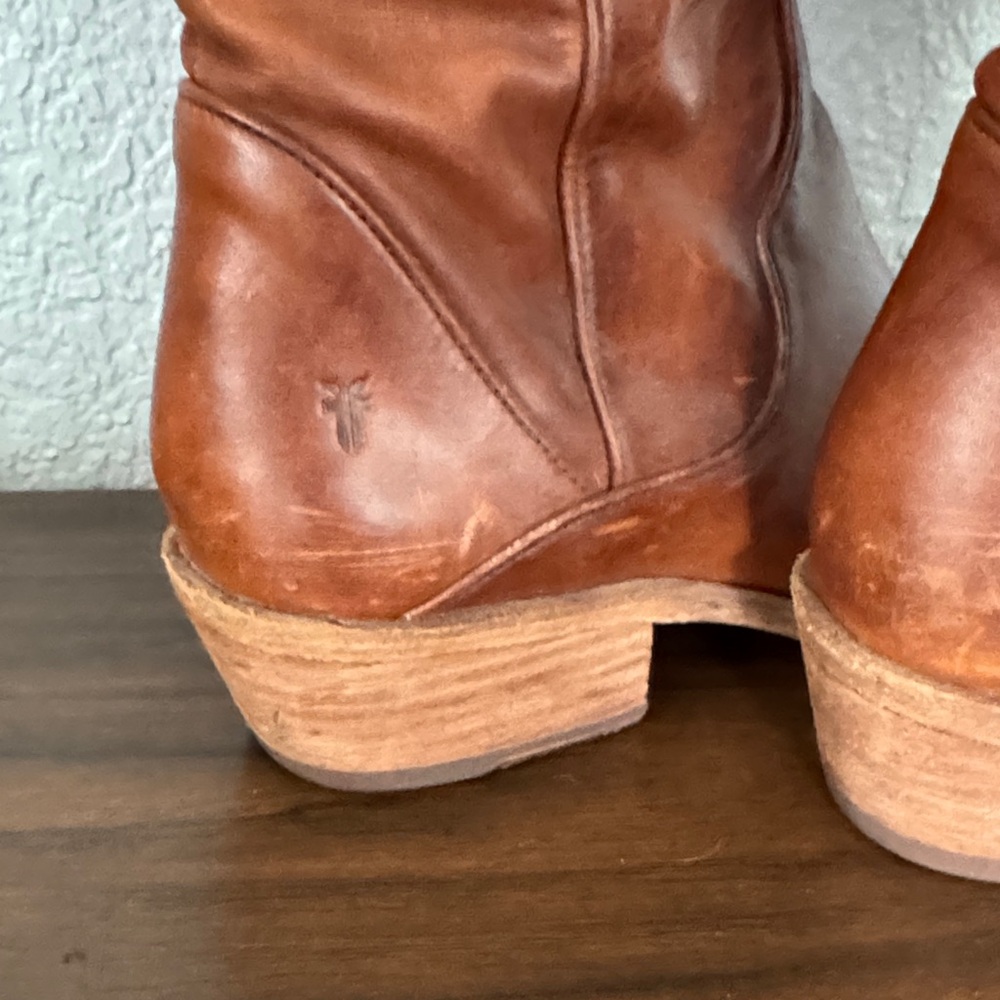 Frye Chestnut Leather Heeled Boots - Picture 2 of 4